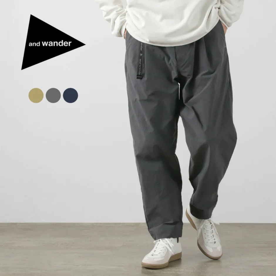 Work Pants & Chinos^AND WANDER / Nylon Chino Tucked Tapered Pants
