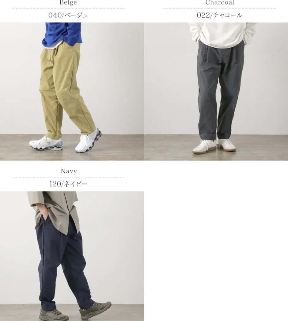 Work Pants & Chinos^AND WANDER / Nylon Chino Tucked Tapered Pants