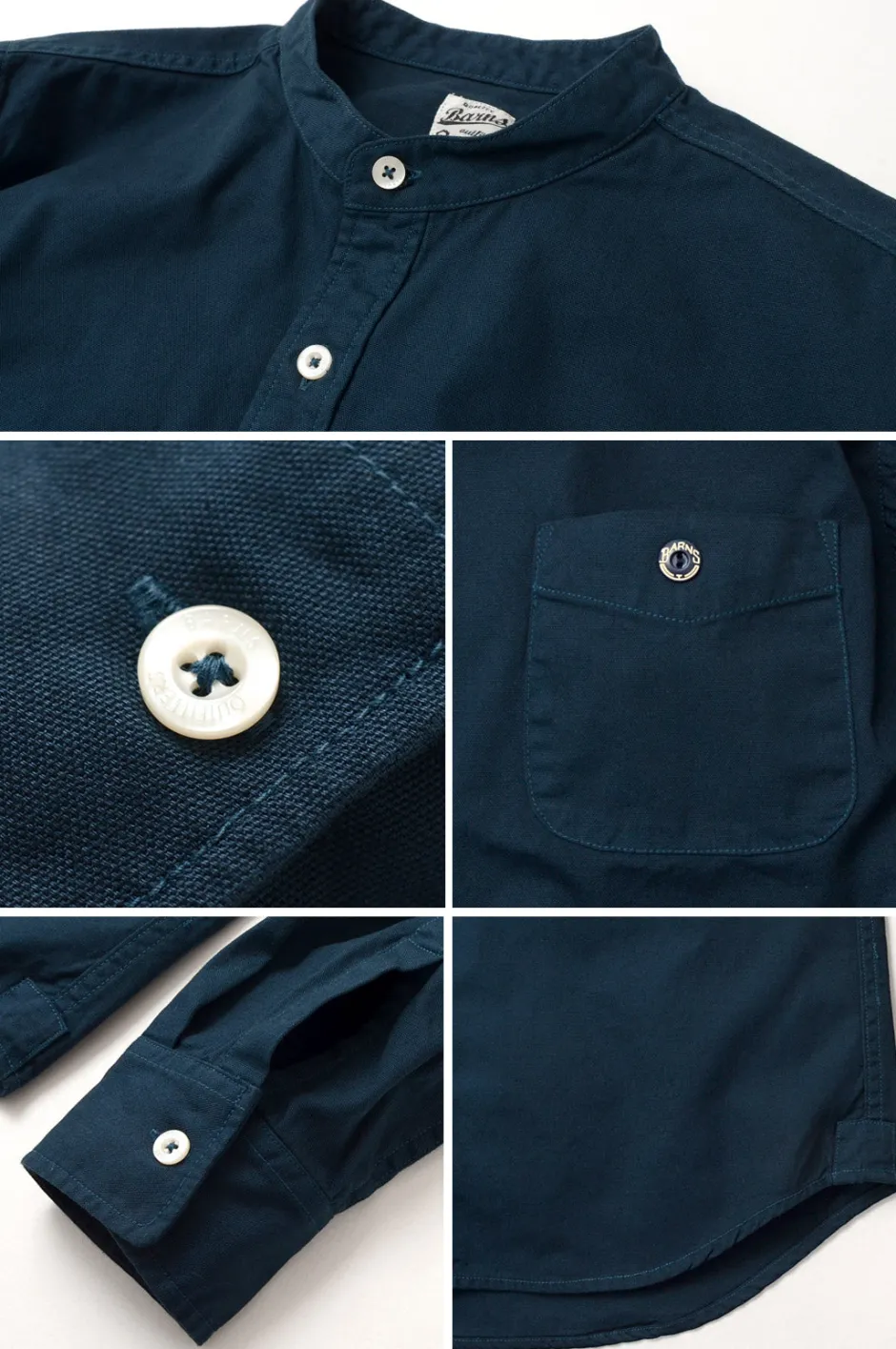 Shirts^BARNS / Ox Band Collar Shirt