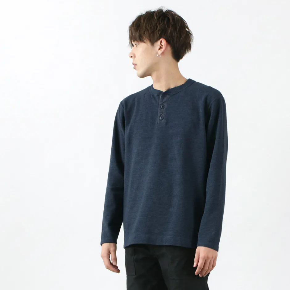 T-Shirts^BARNS / Spun Milled Henley Neck Long Sleeve T-Shirt