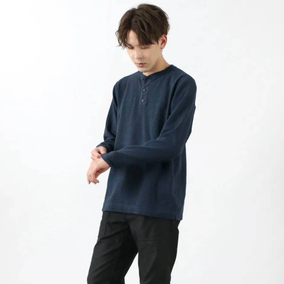 T-Shirts^BARNS / Spun Milled Henley Neck Long Sleeve T-Shirt