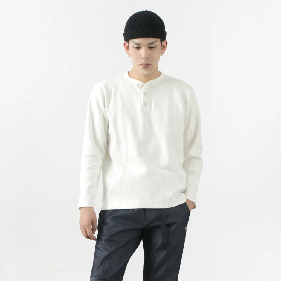 T-Shirts^BARNS / Spun Milled Henley Neck Long Sleeve T-Shirt