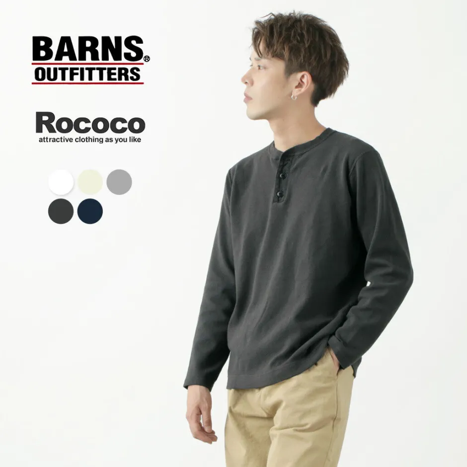 T-Shirts^BARNS / Spun Milled Henley Neck Long Sleeve T-Shirt