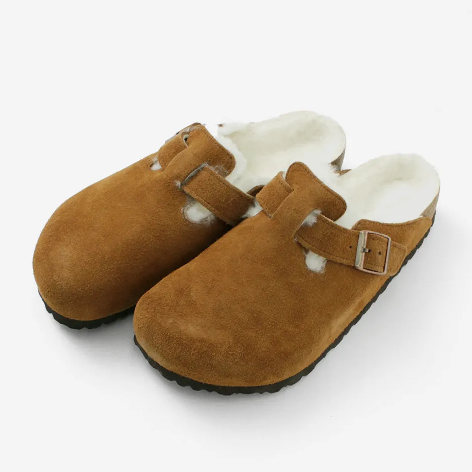 Sandals^BIRKENSTOCK / Boston Shearling Suede Leather Fur Sandals