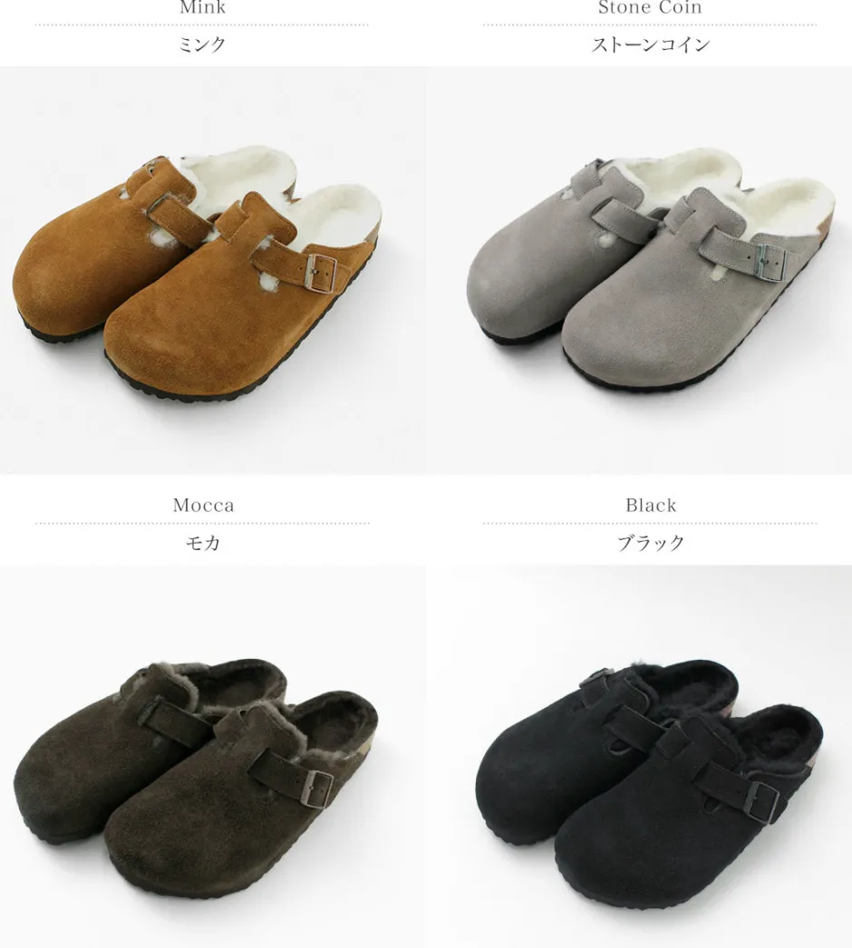 Sandals^BIRKENSTOCK / Boston Shearling Suede Leather Fur Sandals