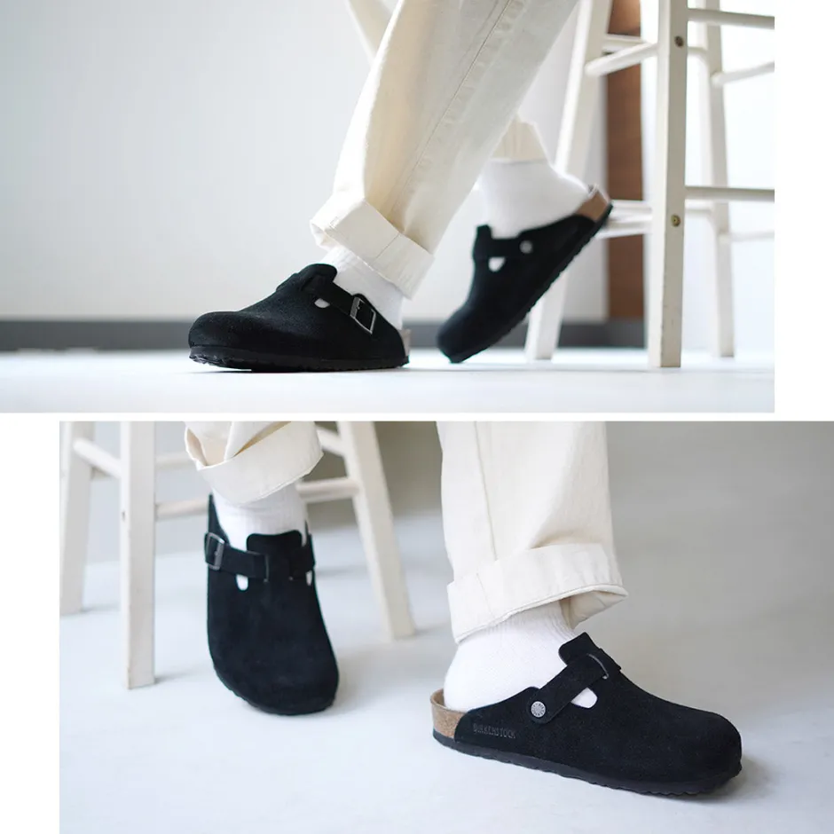 Sandals^BIRKENSTOCK / Boston Suede Leather Sandals black