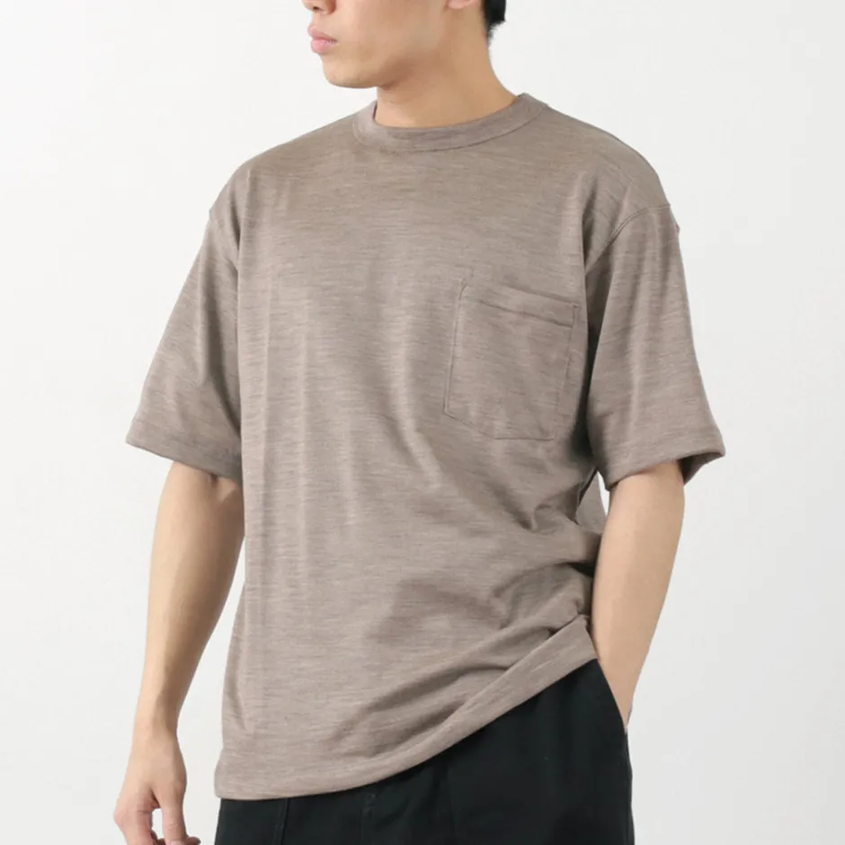 T-Shirts^BURLAP OUTFITTER / Short Sleeve Merino Wool Pocket T-Shirt