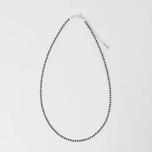 Anklets^CHALISA T.. / onyx beads silver ball chain necklace 925 silver black