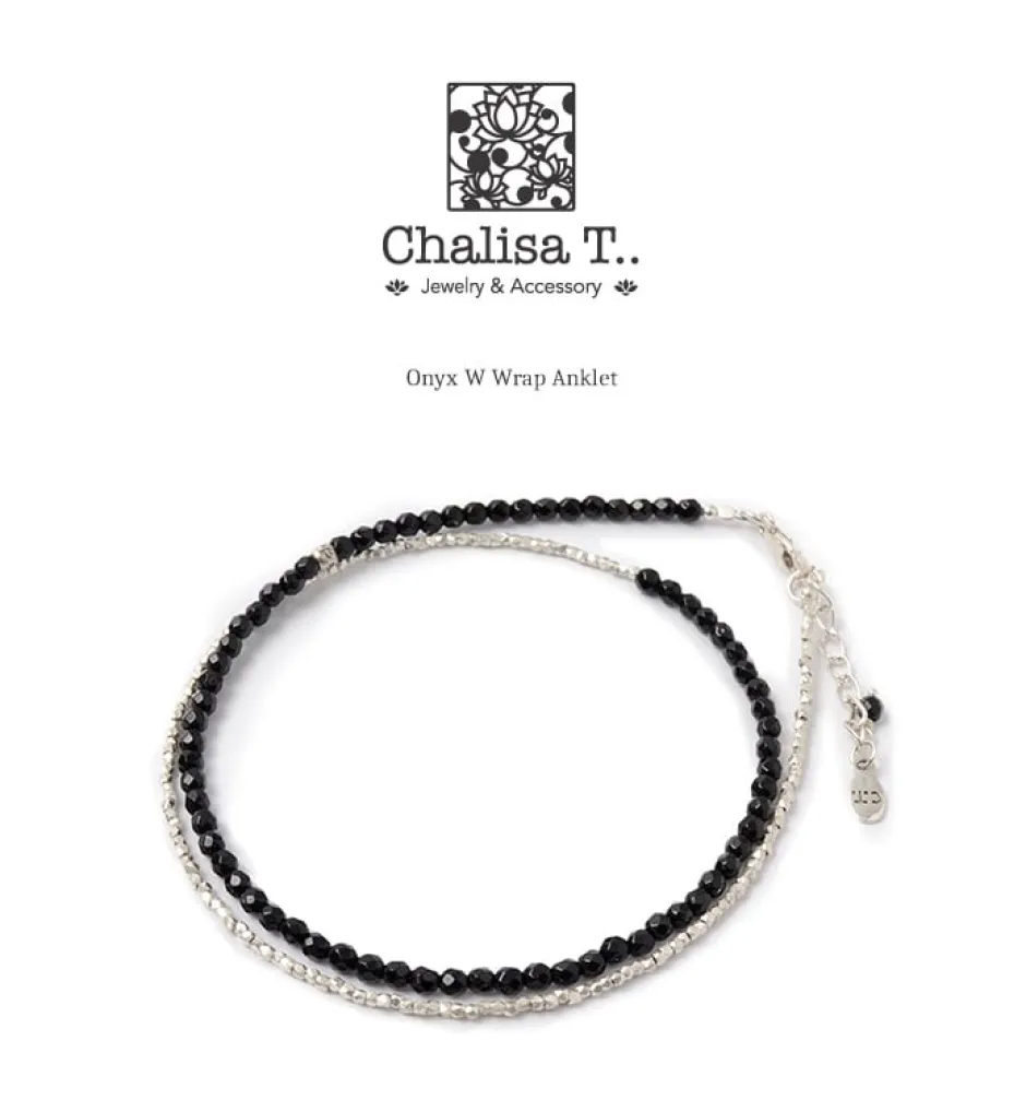 Anklets^CHALISA T.. / Onyx W-Wrap Anklet black
