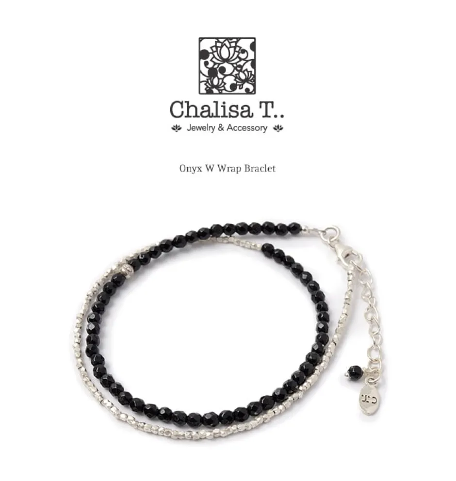 Anklets^CHALISA T.. / Onyx W-Wrap Bracelet black