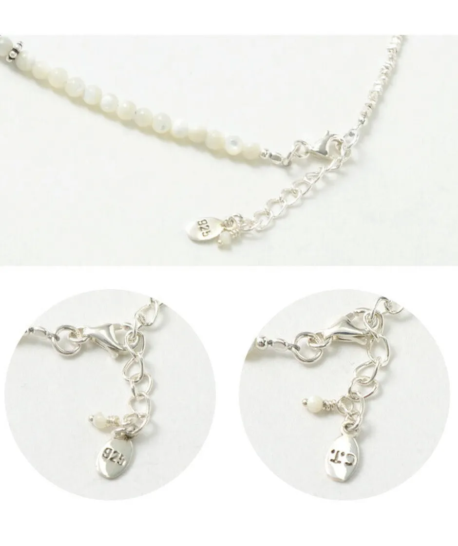 Anklets^CHALISA T.. / Round Shell Wrap Anklet/Karen Silver Flat Beads white
