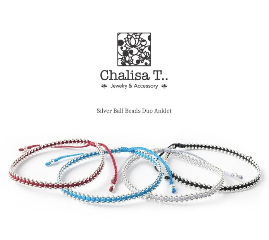 Anklets^CHALISA T.. / Silver Ball Bead Duo Anklet