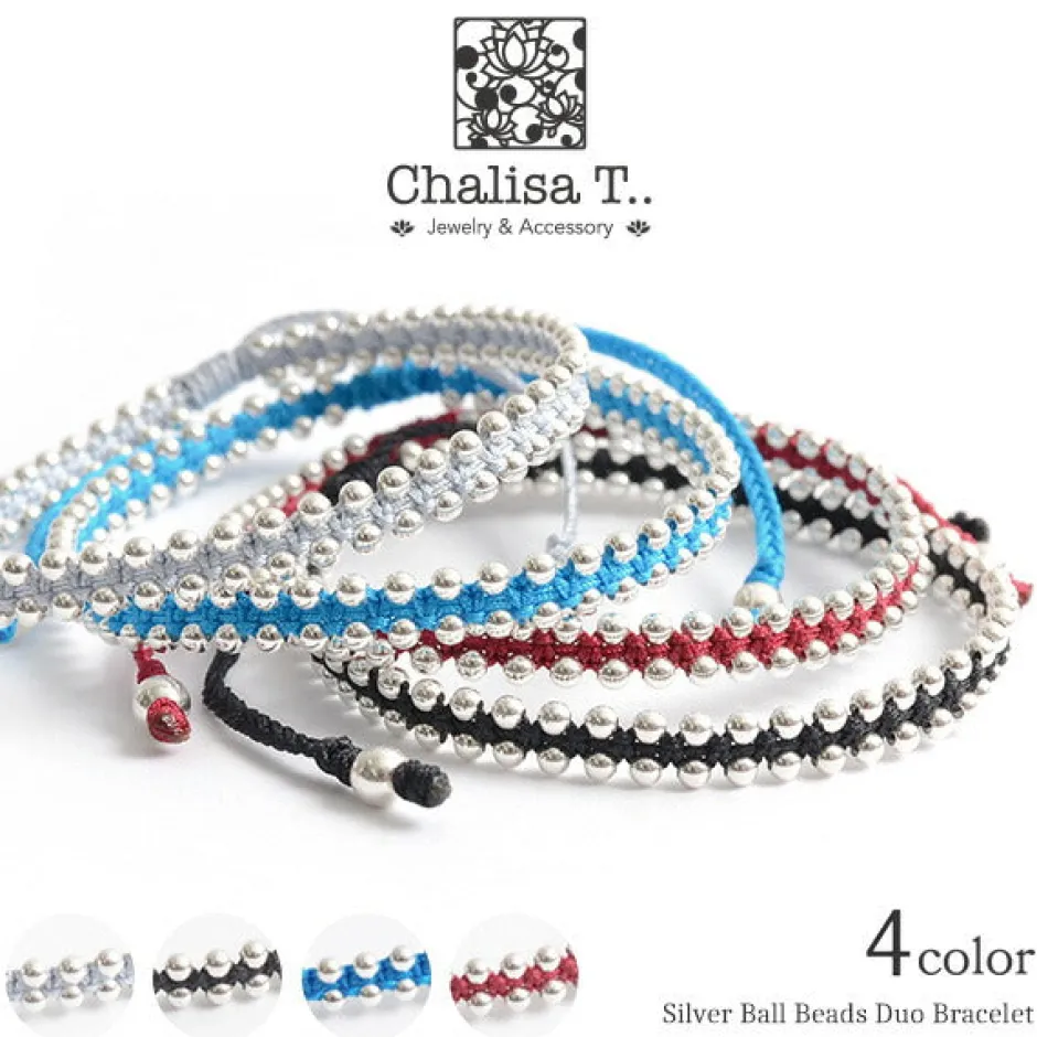 Anklets^CHALISA T.. / Silver Ball Beads Duo Bracelet