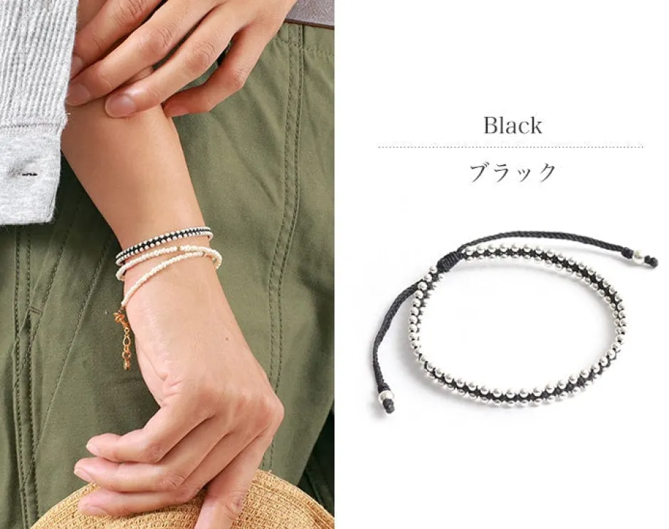 Anklets^CHALISA T.. / Silver Ball Beads Duo Bracelet