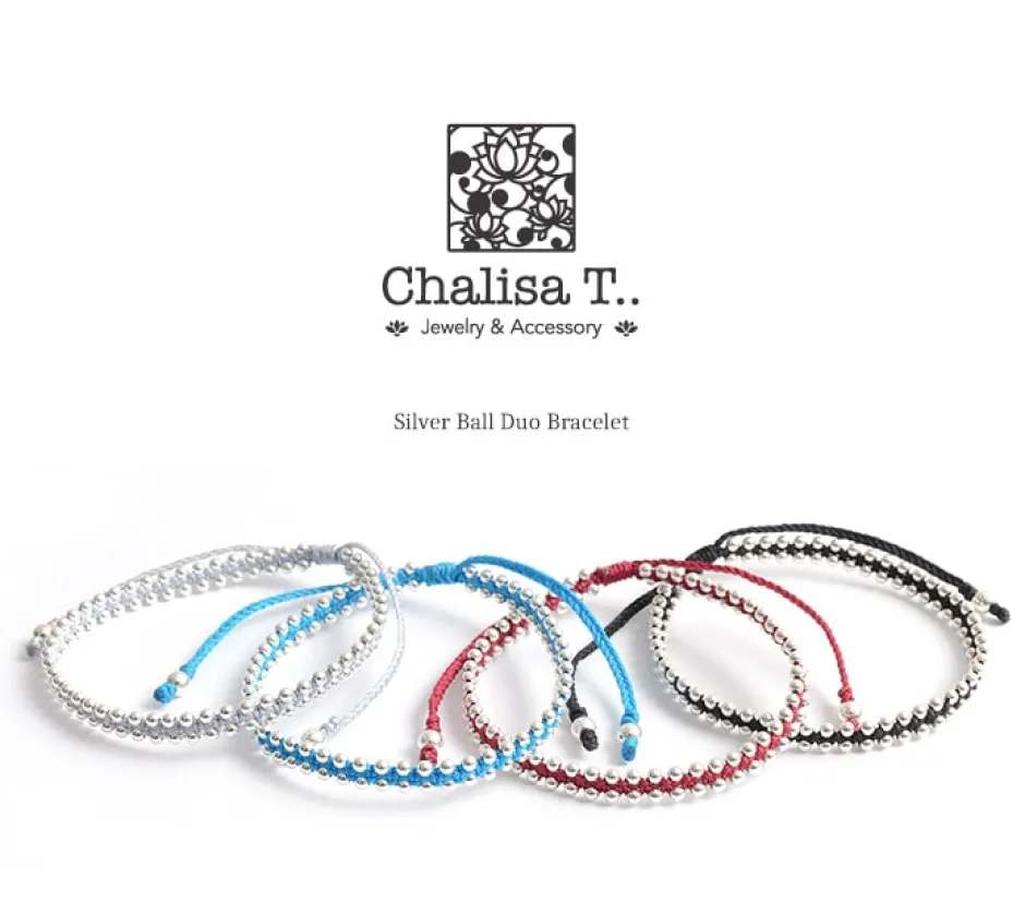 Anklets^CHALISA T.. / Silver Ball Beads Duo Bracelet