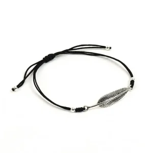 Anklets^CHALISA T.. / Silver feather knotted cord bracelet