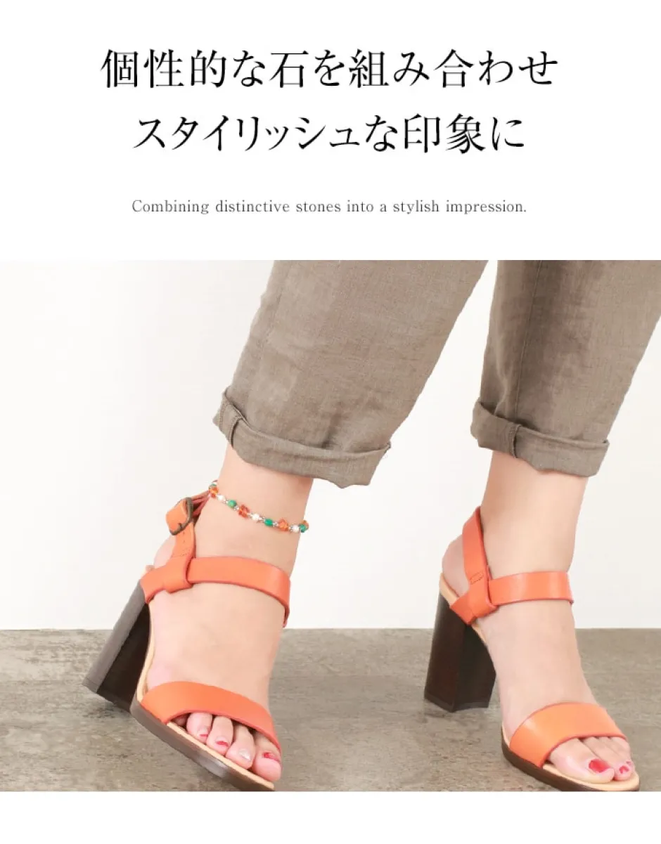 Anklets^CHALISA T.. / Turquoise Amber Pearl Combi Anklet silver
