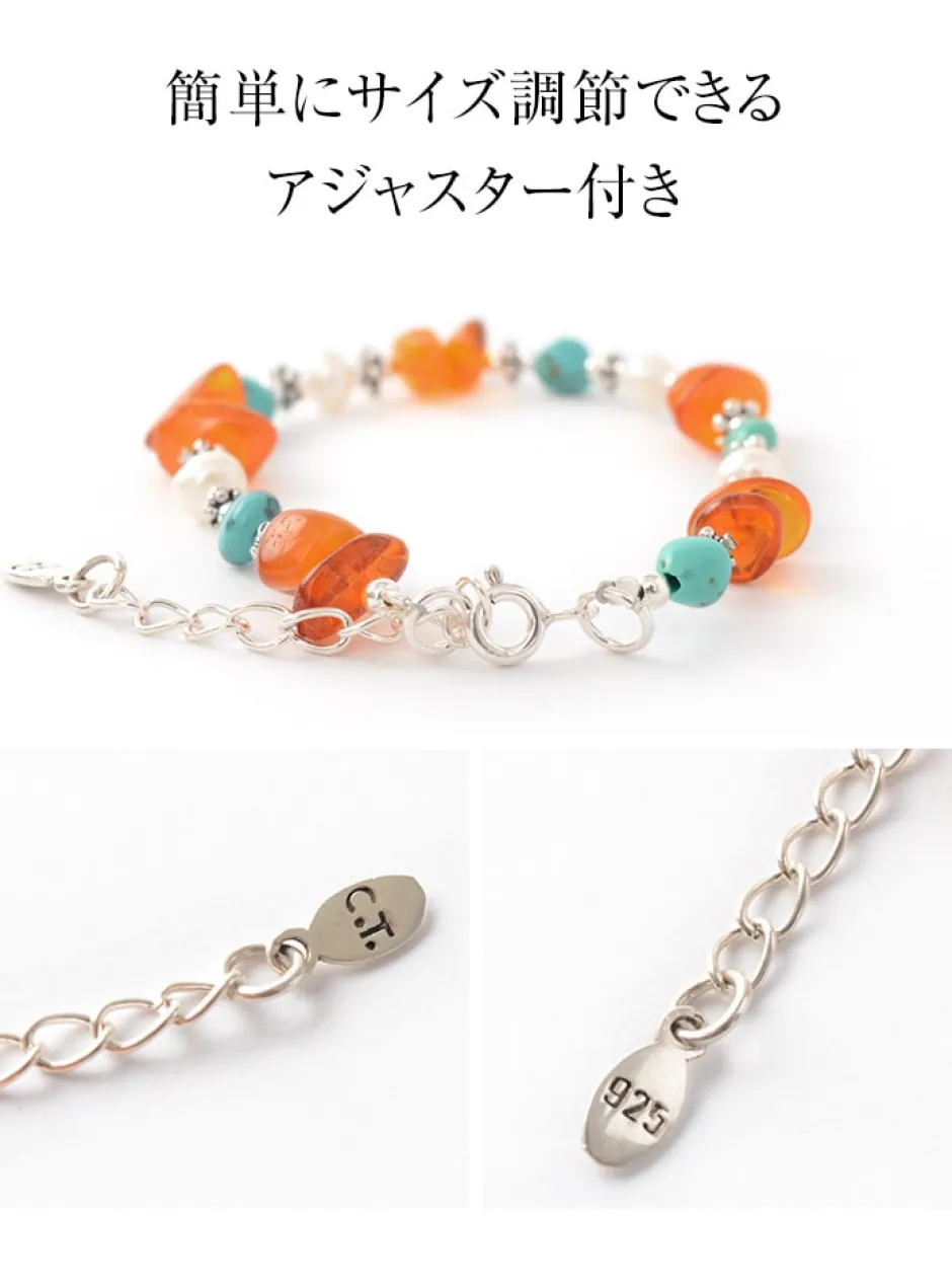 Anklets^CHALISA T.. / Turquoise Amber Pearl Combi Bracelet silver