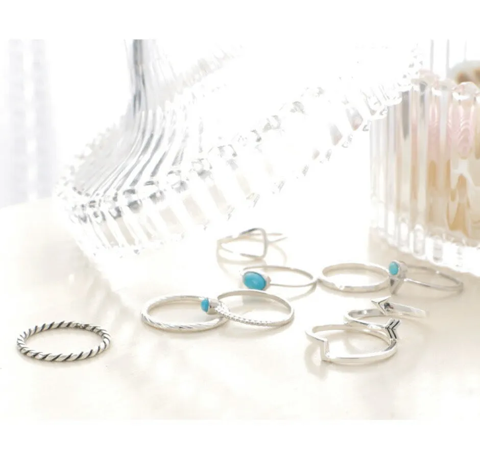 Anklets^CHALISA T.. / Turquoise Circle Triangle Extra Fine Ring blue