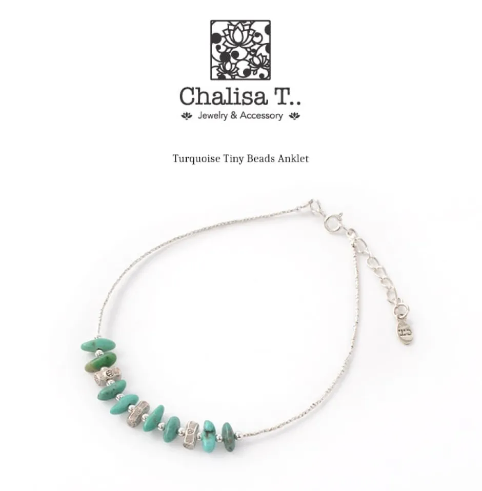 Anklets^CHALISA T.. / Turquoise Tiny Beads Anklet blue