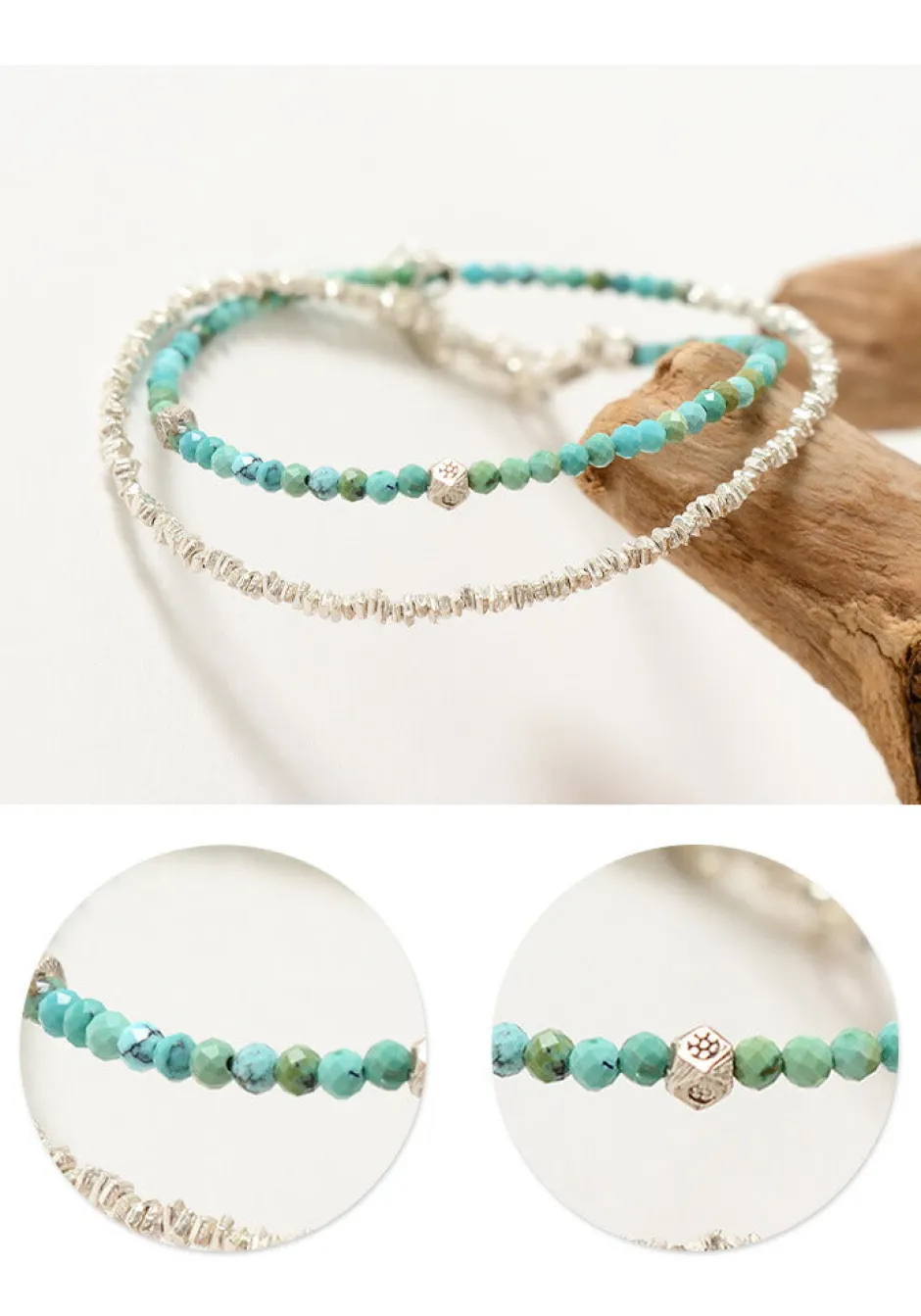 Anklets^CHALISA T.. / Turquoise W Wrap Bracelet Karen Silver blue
