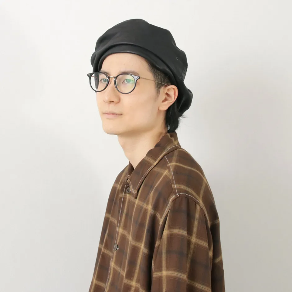 Hats^DECHO / Leather Beret black
