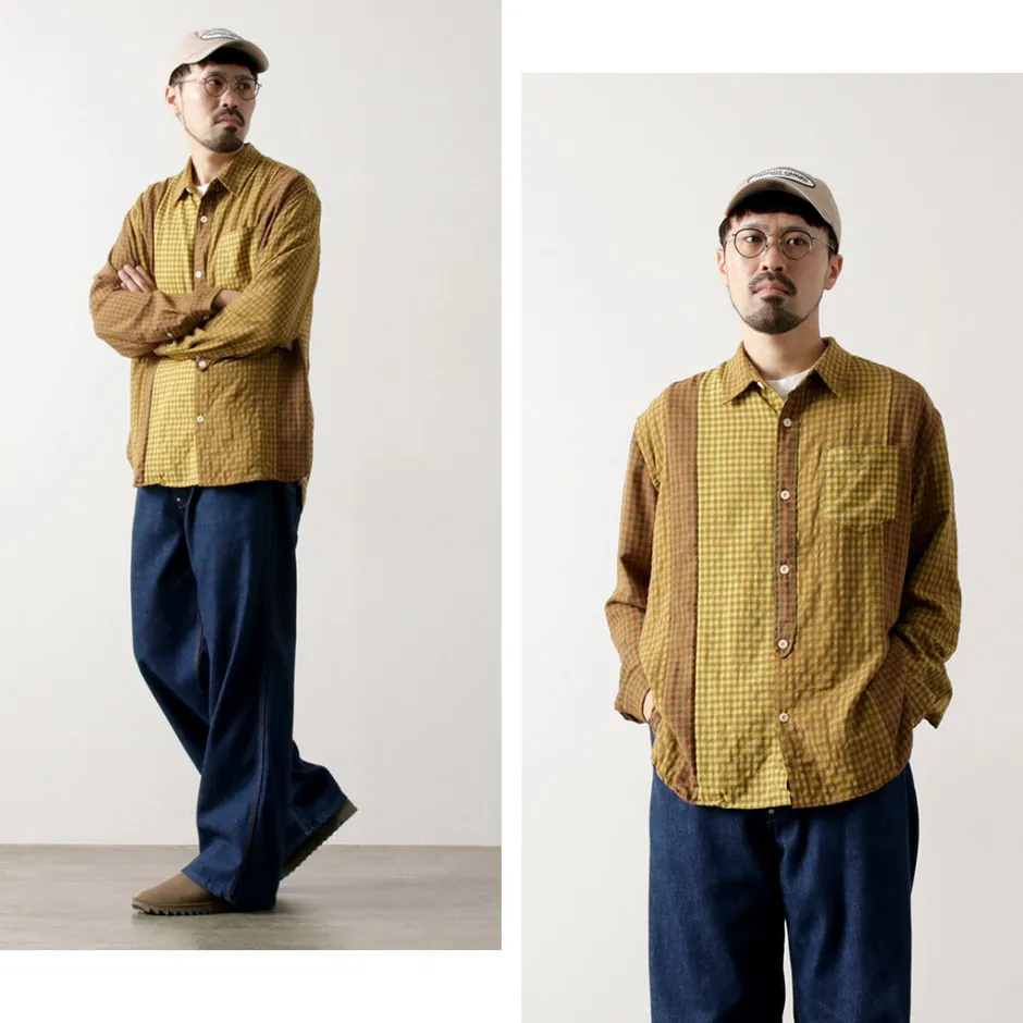 Shirts^DIP/DZT DIP/DZT / Checked combination shirt yellow