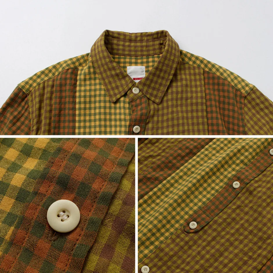Shirts^DIP/DZT DIP/DZT / Checked combination shirt yellow