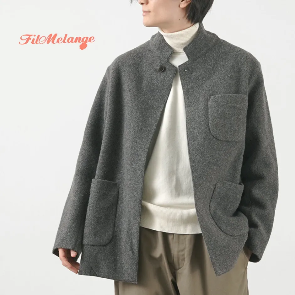 Jackets^FILMELANGE / Hiet Melton Knit Jacket charcoal