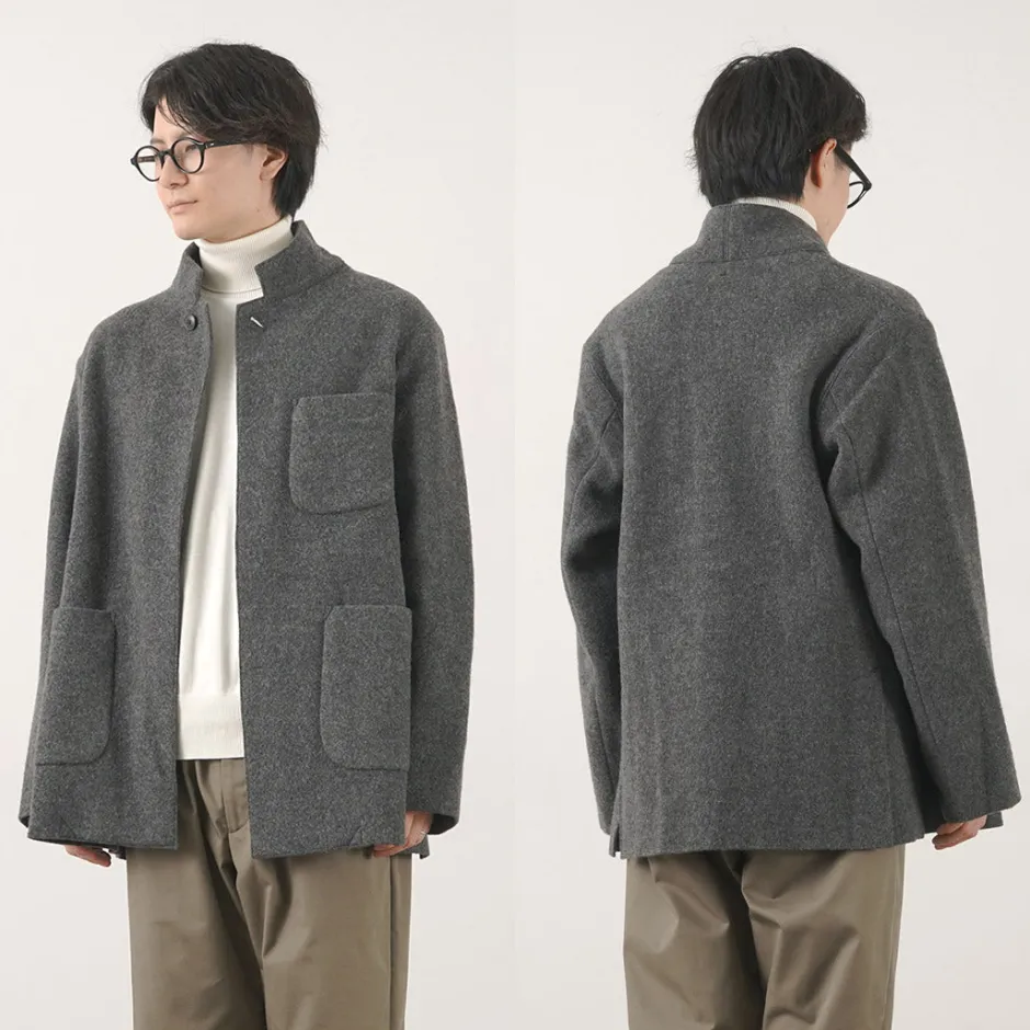 Jackets^FILMELANGE / Hiet Melton Knit Jacket charcoal