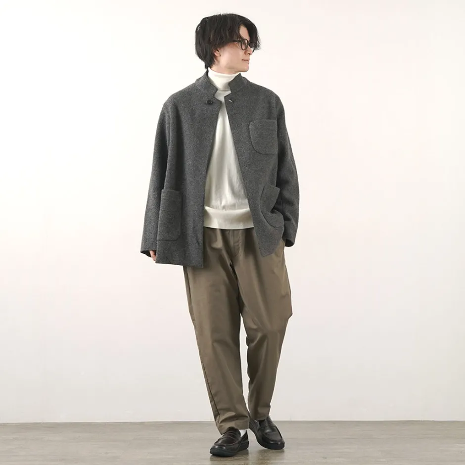 Jackets^FILMELANGE / Hiet Melton Knit Jacket charcoal
