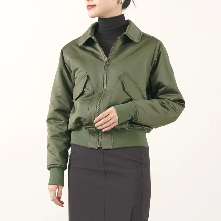 Jackets^FNOR / Slight Satin Pair Away Flight Jacket khaki