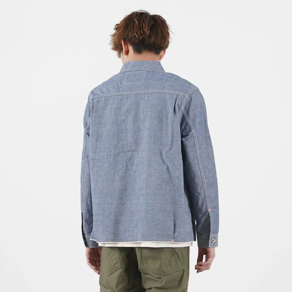 Shirts^FOB FACTORY / F3487 Chambray pullover shirt blue