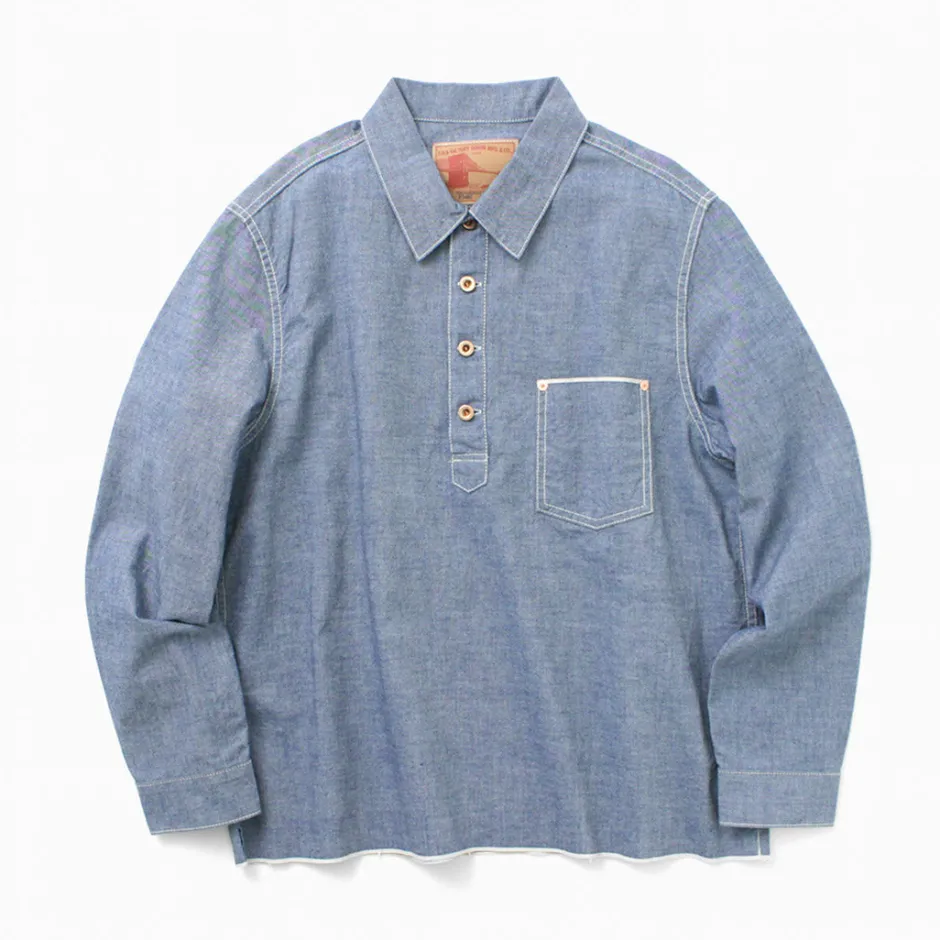 Shirts^FOB FACTORY / F3487 Chambray pullover shirt blue