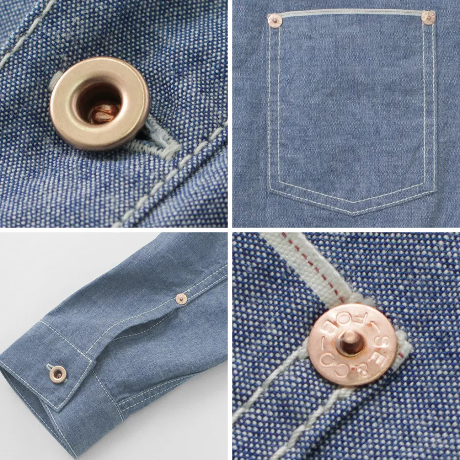 Shirts^FOB FACTORY / F3487 Chambray pullover shirt blue