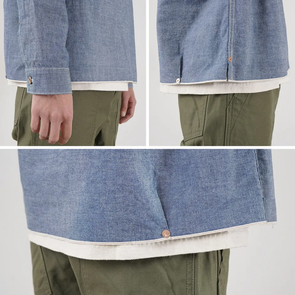 Shirts^FOB FACTORY / F3487 Chambray pullover shirt blue