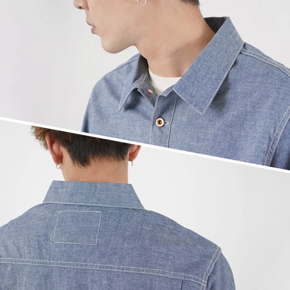 Shirts^FOB FACTORY / F3487 Chambray pullover shirt blue