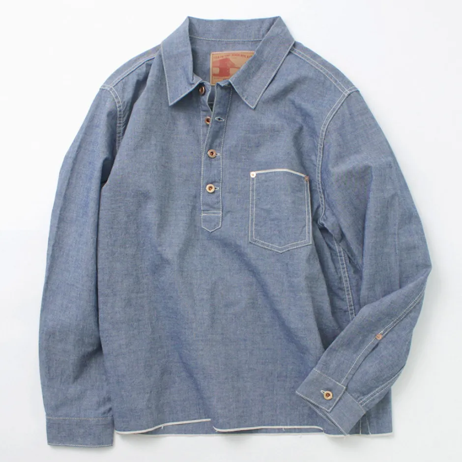 Shirts^FOB FACTORY / F3487 Chambray pullover shirt blue