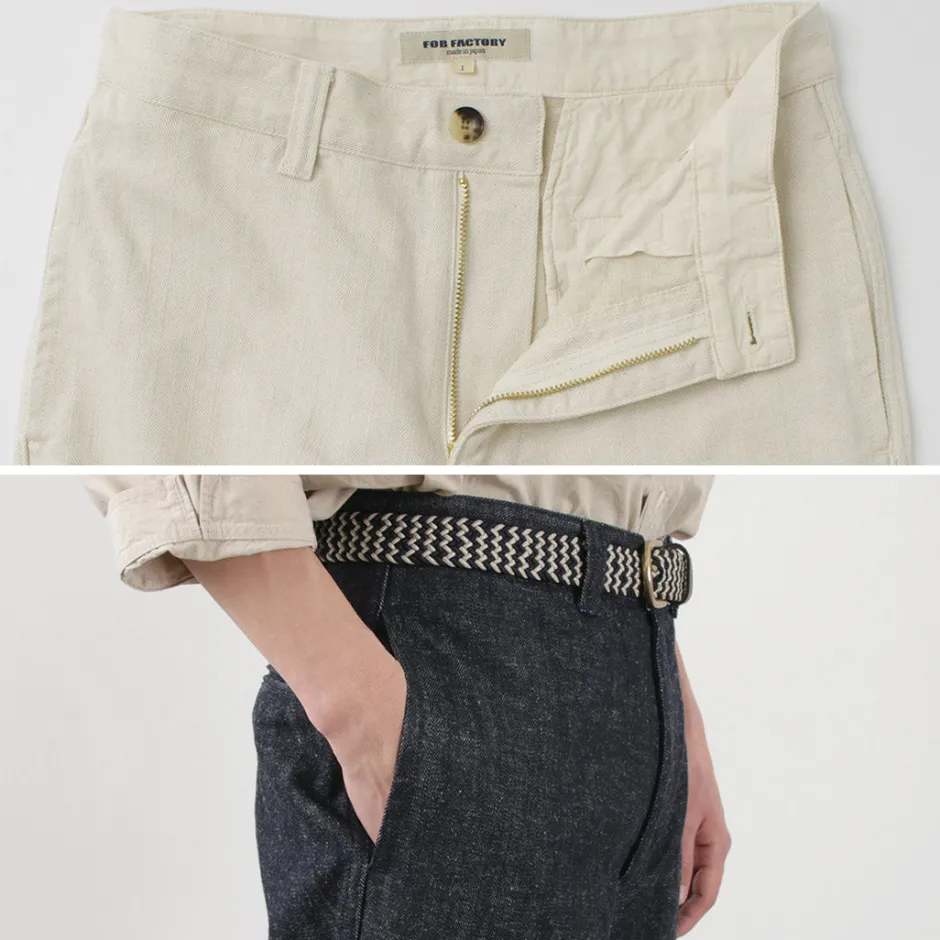 Work Pants & Chinos^FOB FACTORY / F0516 Cotton hemp herringbone Trouser