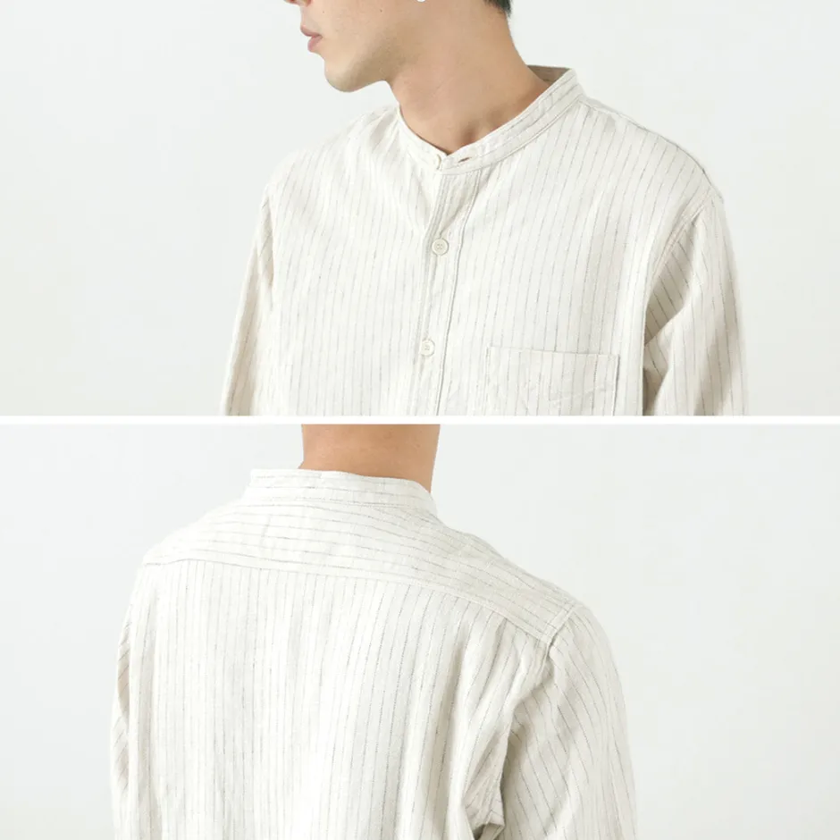 Shirts^FOB FACTORY / F3485 C/W STRIPE BANDCOLLAR Shirt