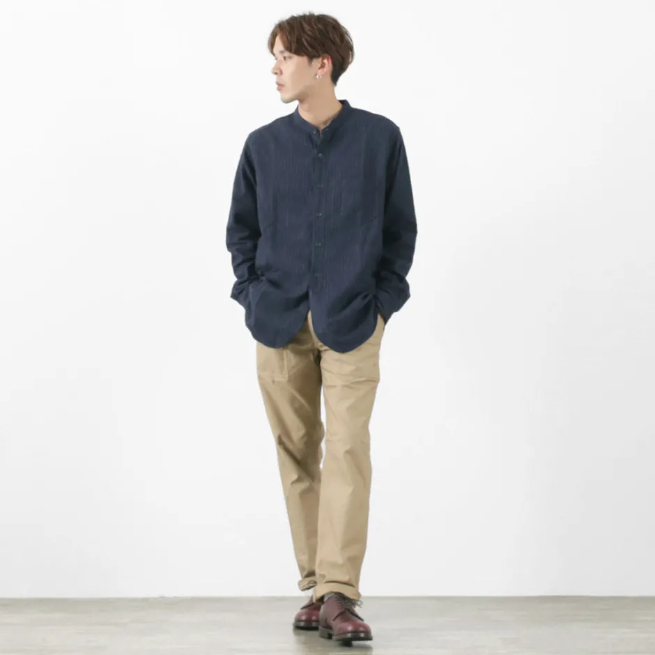 Shirts^FOB FACTORY / F3485 C/W STRIPE BANDCOLLAR Shirt