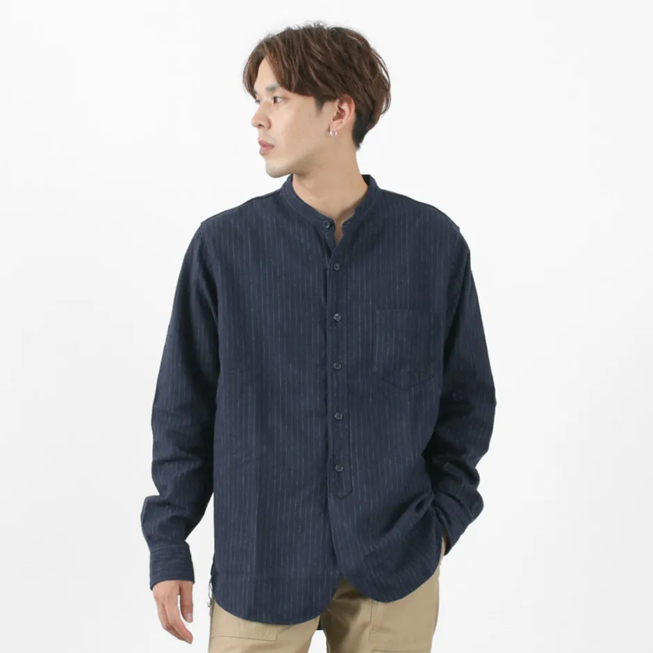 Shirts^FOB FACTORY / F3485 C/W STRIPE BANDCOLLAR Shirt