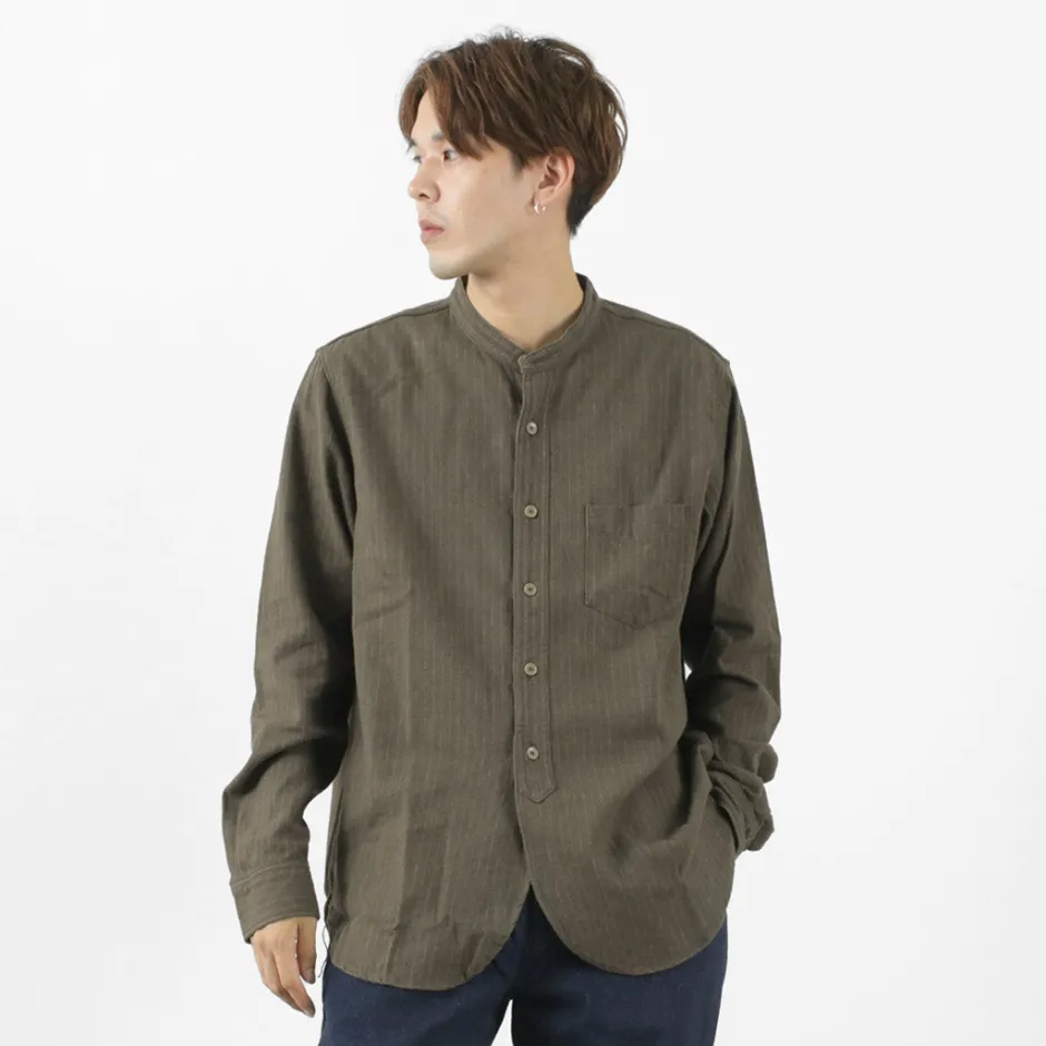 Shirts^FOB FACTORY / F3485 C/W STRIPE BANDCOLLAR Shirt
