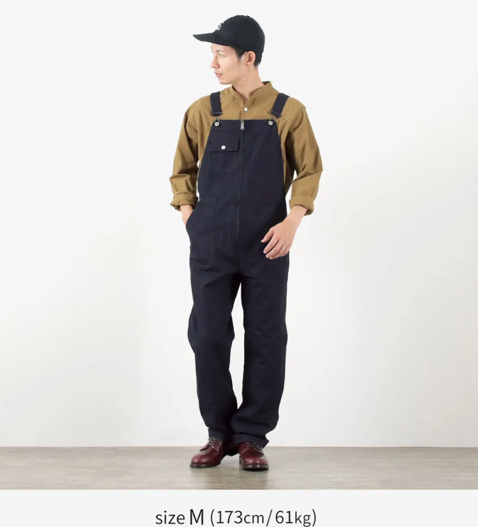 Trousers^FOB FACTORY / F0517 Denim overalls one wash dark-indigo