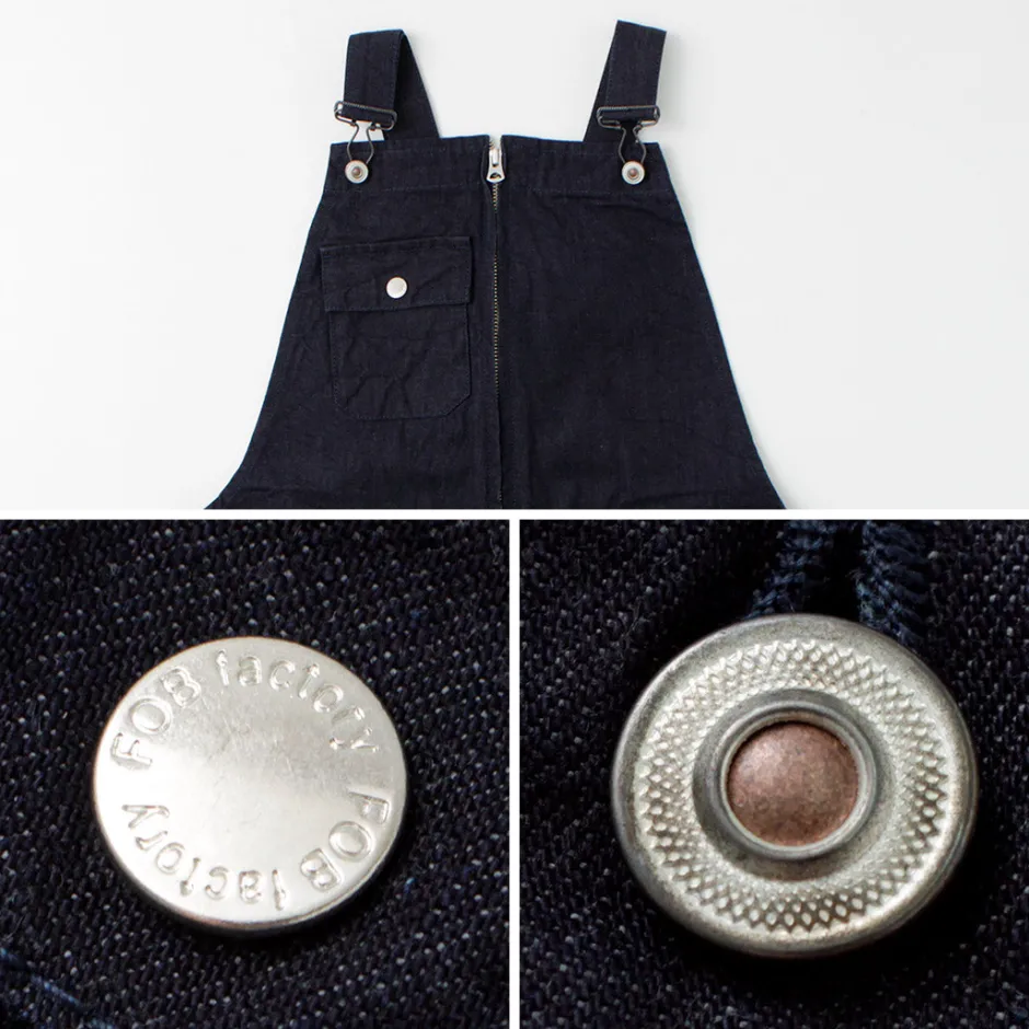 Trousers^FOB FACTORY / F0517 Denim overalls one wash dark-indigo