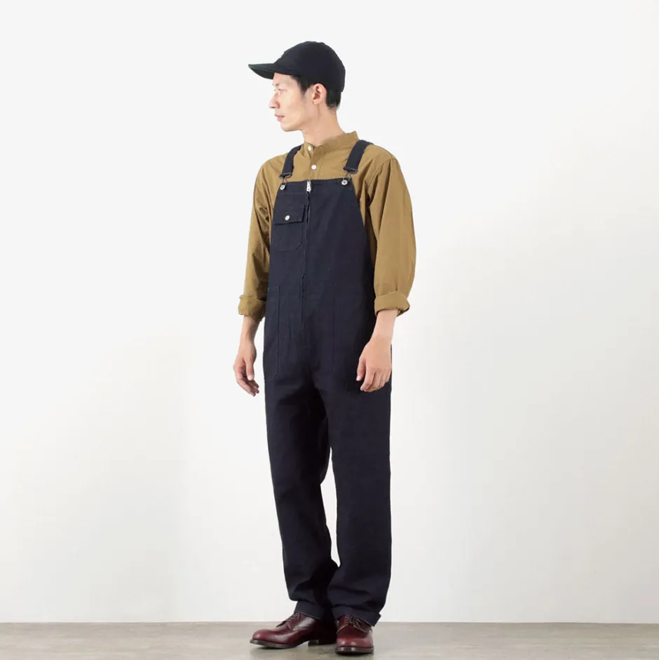 Trousers^FOB FACTORY / F0517 Denim overalls one wash dark-indigo