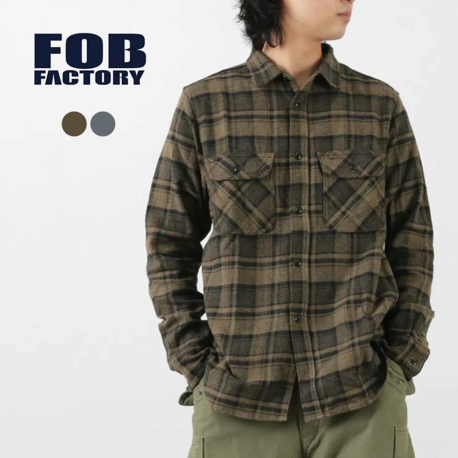 Shirts^FOB FACTORY / F3497 Nel check work shirt