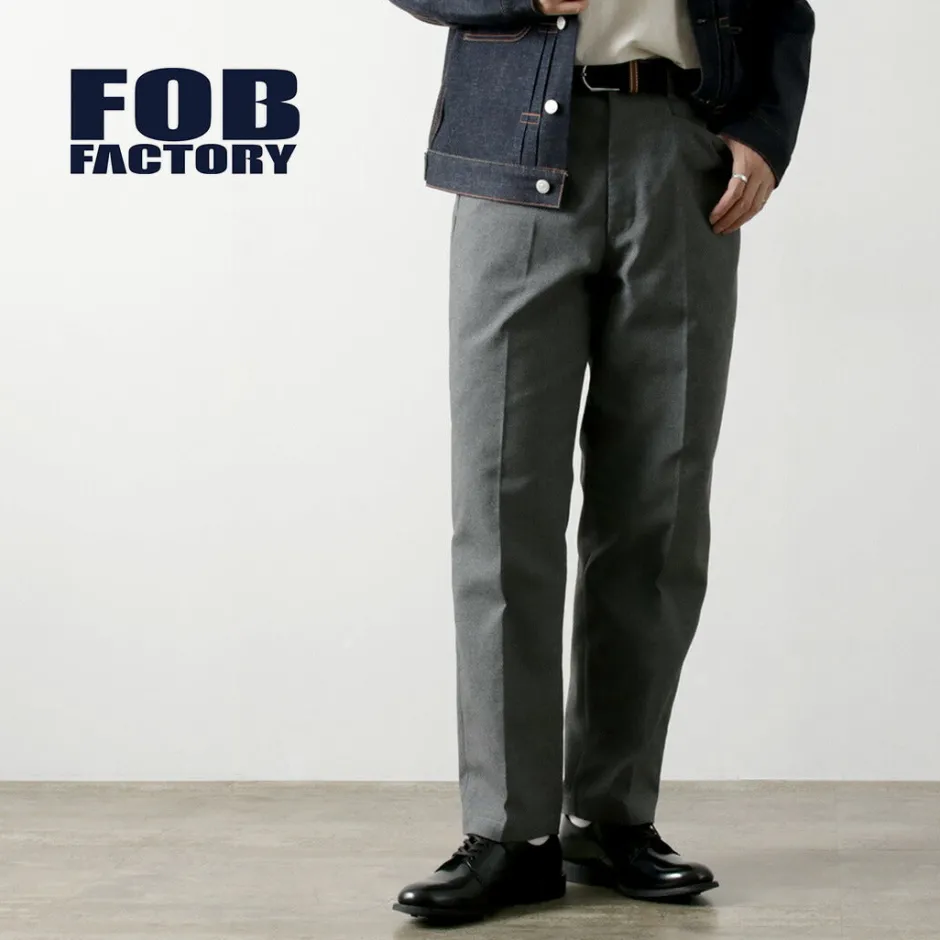 Trousers^FOB FACTORY / F0538 STA-PREST wide pants lightgrey