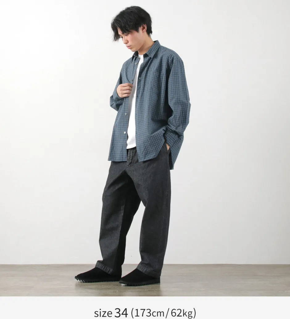Jeans^FUJITO / 2 Tuck Trousers Light Ounce Denim black