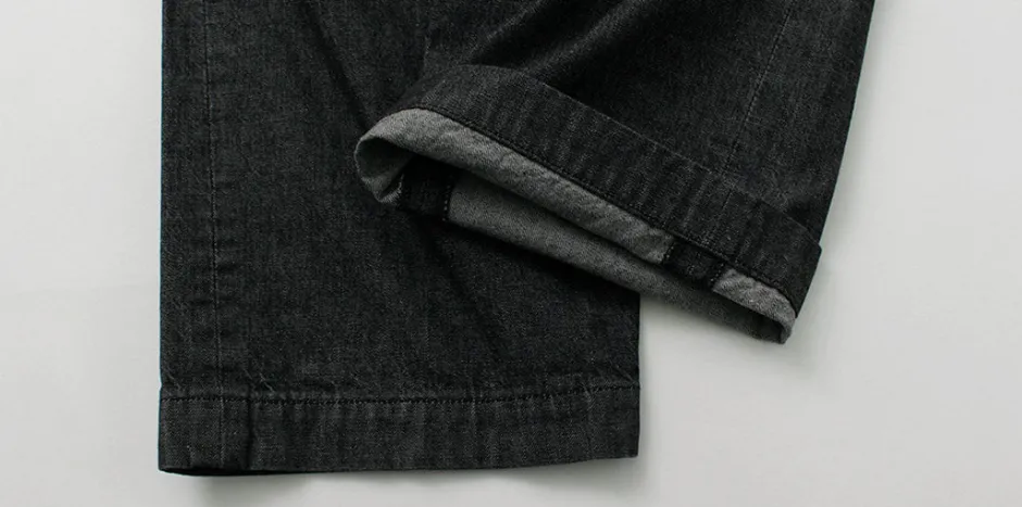 Jeans^FUJITO / 2 Tuck Trousers Light Ounce Denim black